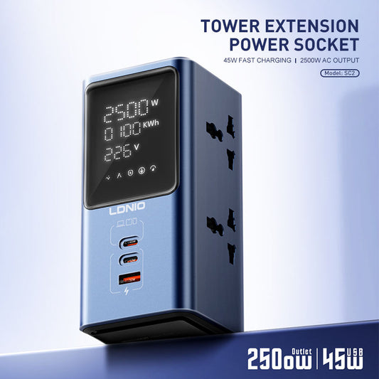 Tower Extension Power Socket with Digital Display