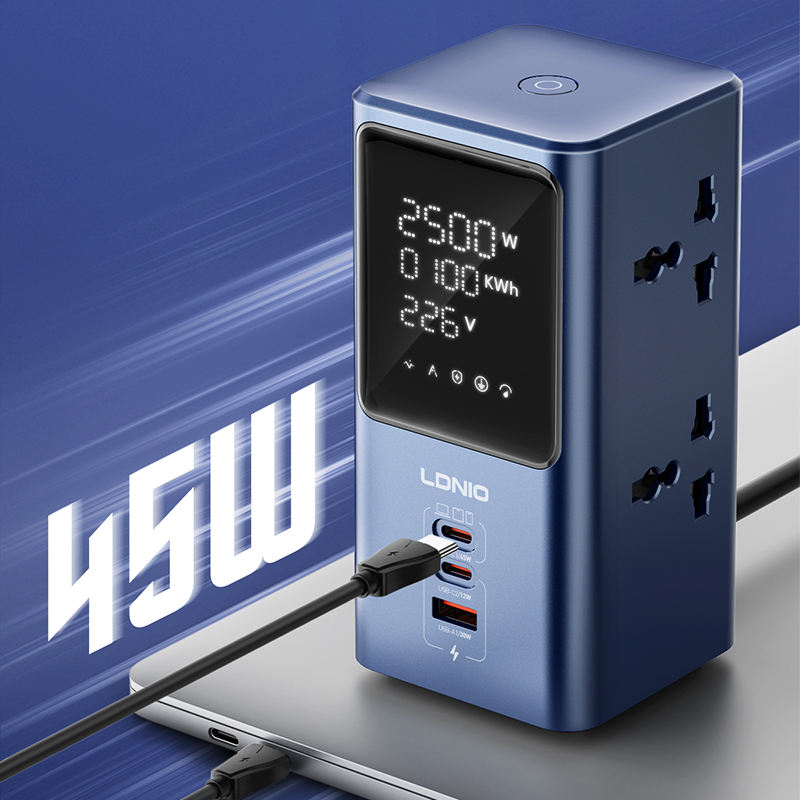 Tower Extension Power Socket with Digital Display