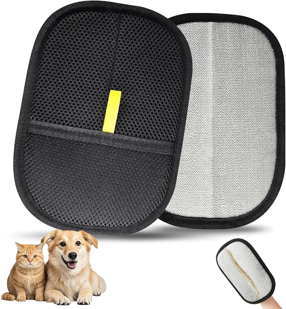 FITVERT Pet Hair Removal Gloves, Pet Hair Remover Glove Mitt, Reusable Dog Hair Removal from Clothes Cleaning Glove for Furniture, Carpets, Car Seats & Massage for Dogs Cat Hair Brush Accessories
