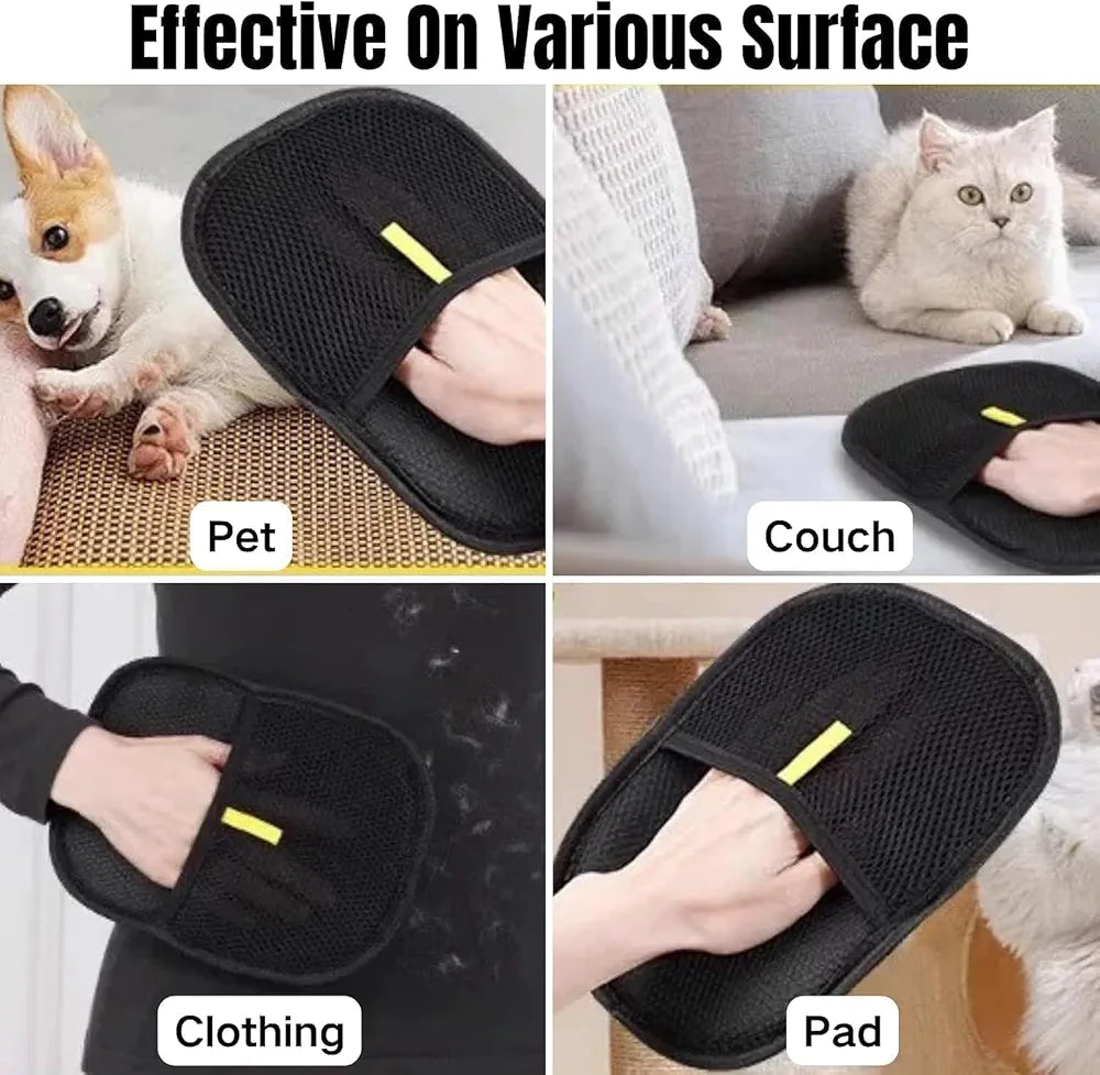 FITVERT Pet Hair Removal Gloves, Pet Hair Remover Glove Mitt, Reusable Dog Hair Removal from Clothes Cleaning Glove for Furniture, Carpets, Car Seats & Massage for Dogs Cat Hair Brush Accessories