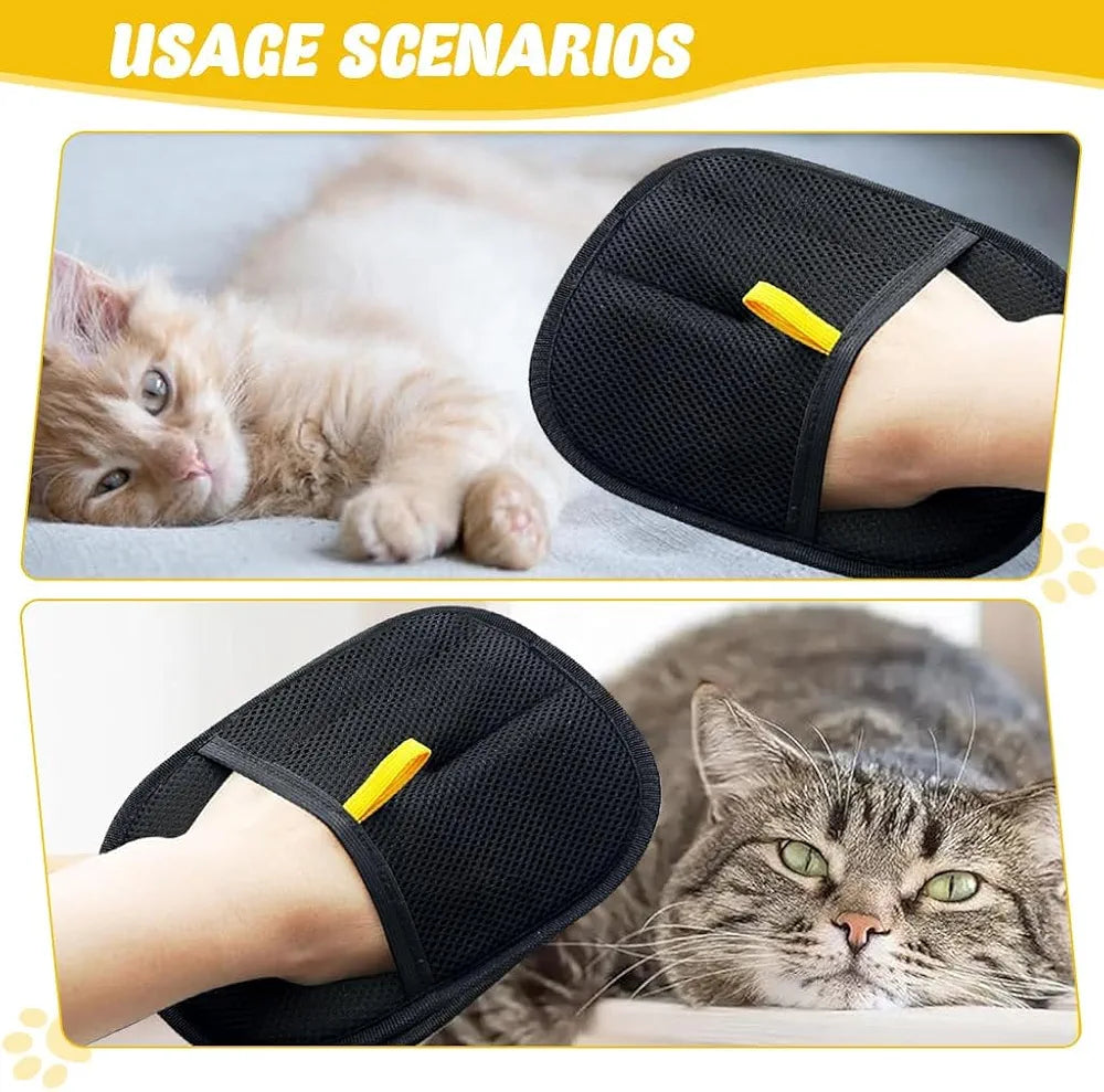 FITVERT Pet Hair Removal Gloves, Pet Hair Remover Glove Mitt, Reusable Dog Hair Removal from Clothes Cleaning Glove for Furniture, Carpets, Car Seats & Massage for Dogs Cat Hair Brush Accessories