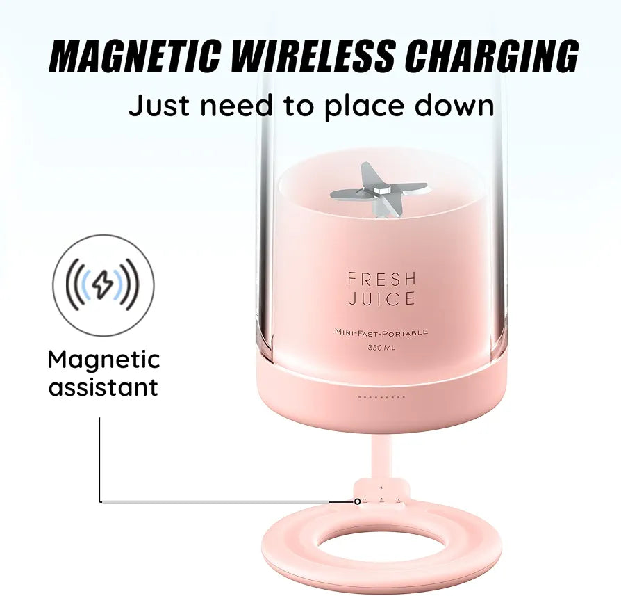 Mini Portable Blender, Cordless, Food Grade Material, 12fl oz, Magnetic Charging, Waterproof, Fresh & Light, Personal Blender for Shakes & Smoothies 