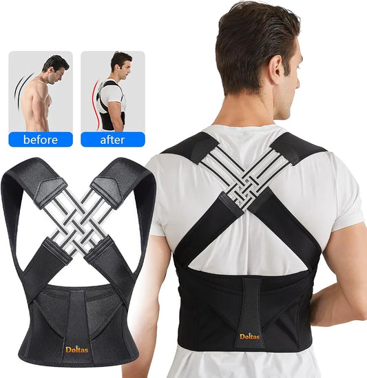 DOLTAS Neoprene X-Cross Posture Corrector Belt Universal Size Shoulder & Back Support Belt | Back Straightener Brace For Spine & Body Posture Correction | Clavicle Support For Unisex | Universal Size