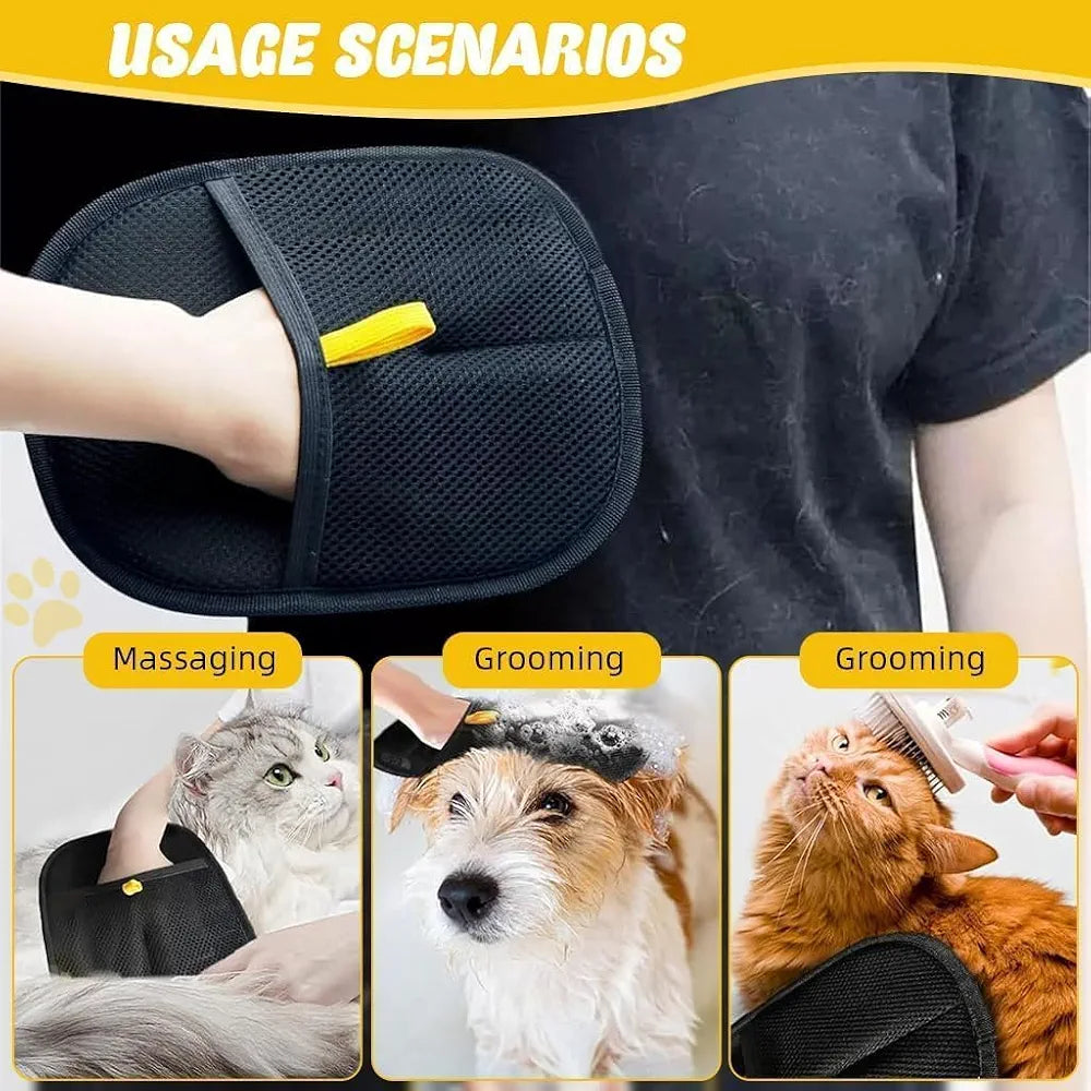 FITVERT Pet Hair Removal Gloves, Pet Hair Remover Glove Mitt, Reusable Dog Hair Removal from Clothes Cleaning Glove for Furniture, Carpets, Car Seats & Massage for Dogs Cat Hair Brush Accessories