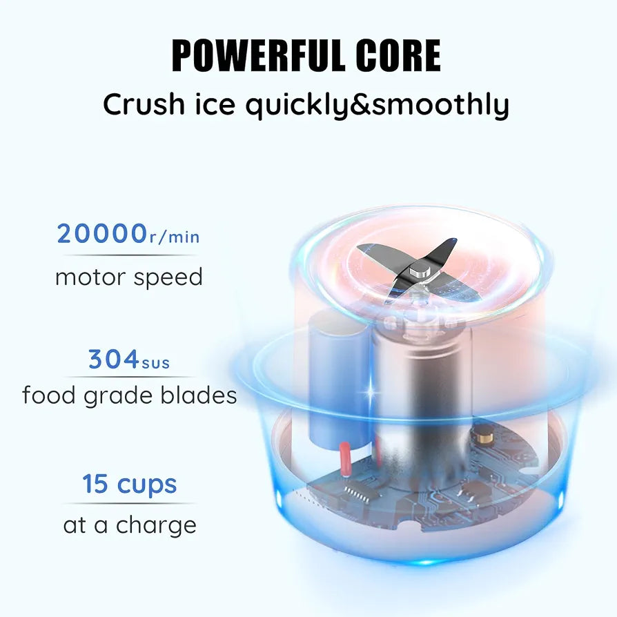 Mini Portable Blender, Cordless, Food Grade Material, 12fl oz, Magnetic Charging, Waterproof, Fresh & Light, Personal Blender for Shakes & Smoothies 